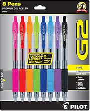 PILOT G2 Pens, Premium Gel Ink Pens Fine Point (0.7mm), 8 Colors, 8 Count