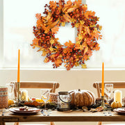 BHHDA Autumn Wreath, 24 Inch Berry Maple Leaf, Fall Decor