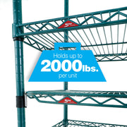 Super Erecta 5-Shelf Metroseal Wire Shelving Bundle - Includes 4-Tier Green Epoxy with Microban Shelving Unit and 1 EZ-ADD Shelf - 24" W x 48" L x 74.5" H - for Restaurants – 24"