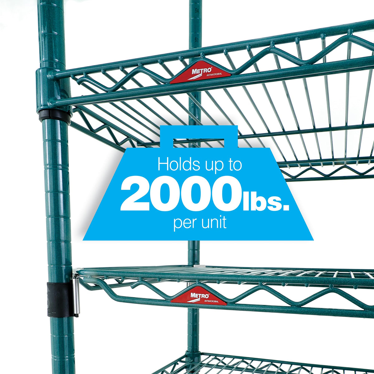 Super Erecta 5-Shelf Metroseal Wire Shelving Bundle - Includes 4-Tier Green Epoxy with Microban Shelving Unit and 1 EZ-ADD Shelf - 24" W x 48" L x 74.5" H - for Restaurants – 24"