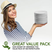 9-Inch Paper Plates Uncoated by Stock Your Home – 500 Count (Pack of 1), Paper, White, Pack of 500, Model 1268
