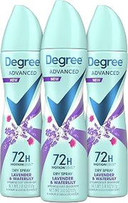 Degree Antiperspirant Deodorant Dry Spray Lavender & Waterlily 3.8 oz 3 ct