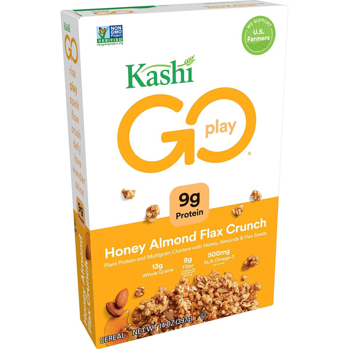 GO, Breakfast Cereal, Honey Almond Flax Crunch, Excellent Source of Fiber, 14oz Box by Kashi – 14 Ounce (Pack of 1), Model 1862770337, 70337, KSH-70339
