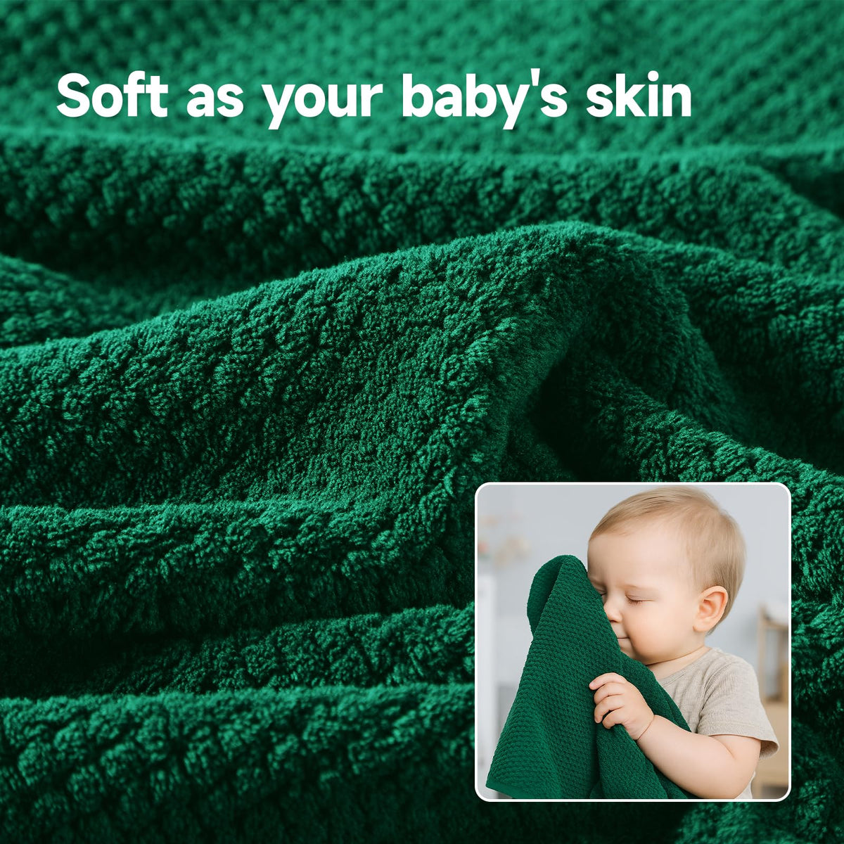 Redkiss Microfiber Towel Set, 6 Piece with Bath Hand and Washcloth, Dark Green
