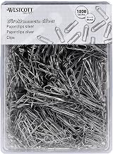 Westcott Paper Clips Silver Pack of 1200 | Storage Pack Paper Clips 26 mm | Practical Plastic Box | Galvanised | File Clips for Office and Household | E-10643 00