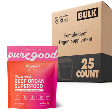 Primal Female Beef Organ Supplement for Women 1500 Beef Organ Capsules Grass Fed Liver Heart Kidney Ovary Non GMO Gluten Free Hormone Free Pesticide Free 25 Pack by PureGood –