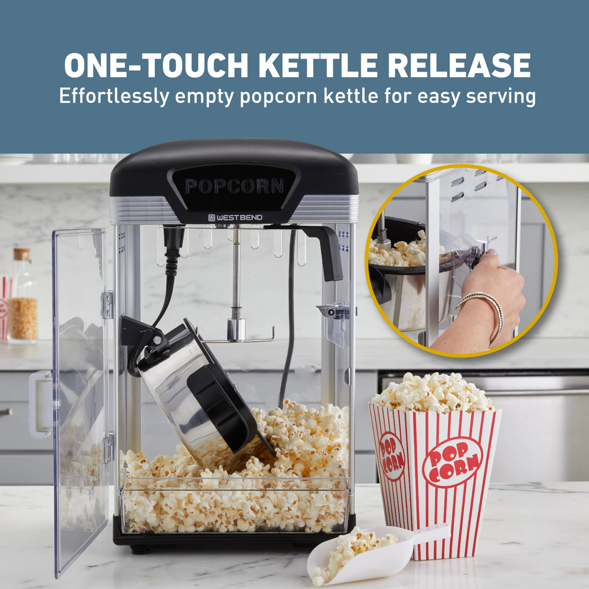 Theater Crazy Popcorn Machine by West Bend – 4 Qt., 4.0 quarts, Polycarbonate (PC), Black, Model PCWBTCBK13