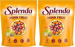 SPLENDA Monk Fruit Zero Calorie Plant Based Granulated Sweetener, No Erythritol, Sugar Substitute, 3.8 Oz (Pack of 2)