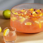 NiHome Glass Salad Bowl, Extra Large with Acacia Wood Base and Utensils, Transparent