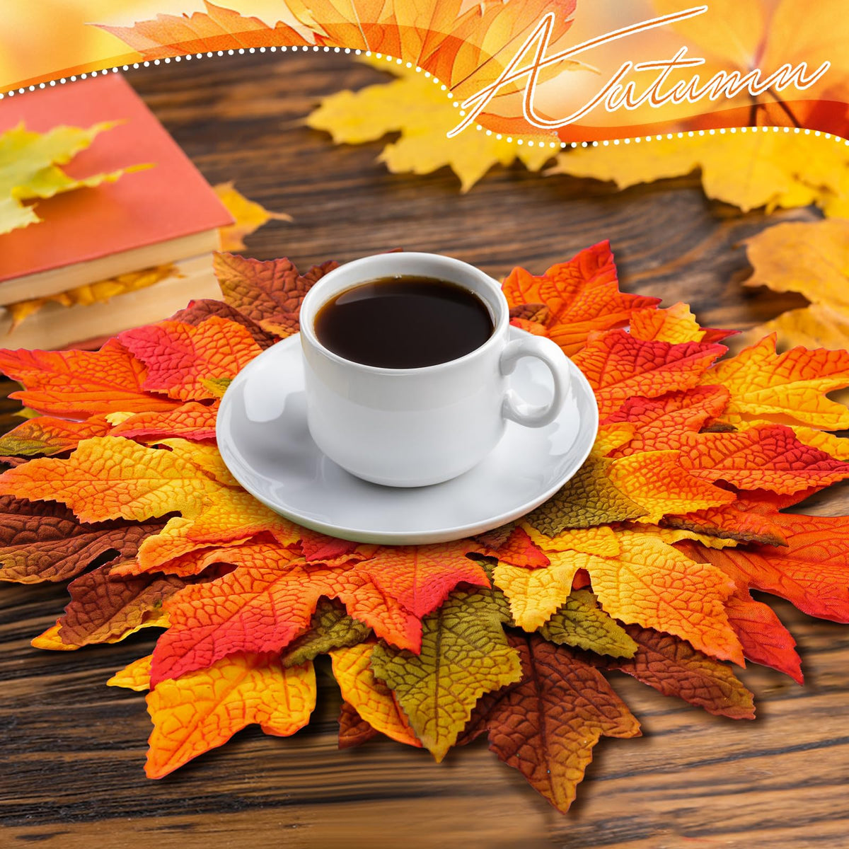 SmoothNovelty Fall Placemats, 15 Inch Maple Leaf Set, Multicolor