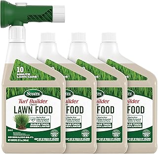 Scotts Turf Builder Liquid Lawn Food, 32 fl. oz. (4-Pack) | Lawn Fertilizer for Any Grass Type, 29-0-3
