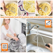 Qbily Potato Masher Set, Stainless Steel, Black, 2 Pieces