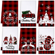 Sratte Christmas Kitchen Towels, Microfiber Dish Towels, 6 Pack Red Black Buffalo Plaid