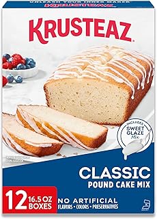 Krusteaz Vanilla Pound Cake Mix, Baking Mix, Includes a Sweet Glaze Mix, No Artificial Flavors, No Artificial Colors, and No Artificial Preservatives, Kosher Certified, 16.5-ounce Boxes (Pack of 12)