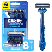 Gillette 1 Count (Pack of 8) / Sensor3 Comfort (8ct) / Blue Disposable Razors