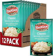 Idahoan Classic Mashed Potatoes, Naturally Gluten-Free, 100% Real Idaho Potatoes, 4 servings per bag, 4 ounce (Pack of 12)