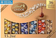 Lindt LINDOR Deluxe Assorted Chocolate Candy Truffles Gift Box, 15.2 oz., Full Size