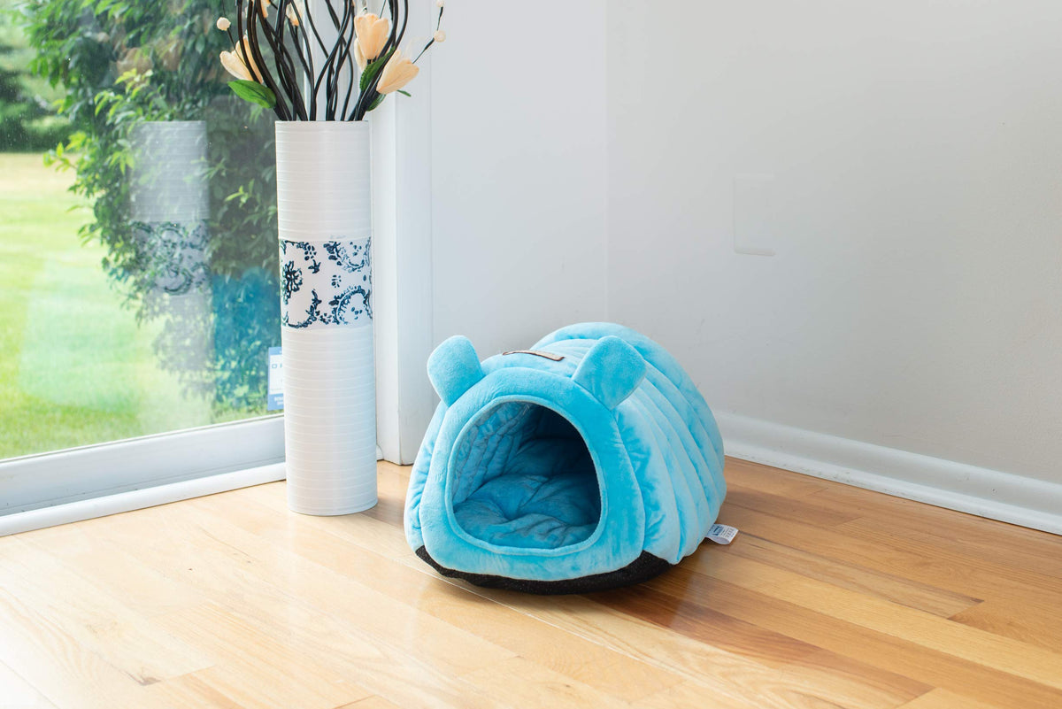Cat Bed Model Tube Shape by Armarkat – 20 x 14 x 11, Fabric, Sky blue, Model C90CTL