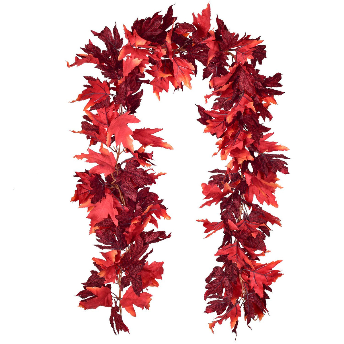Lvydec Maple Leaf Fall Garland, 5.9 Feet Per Strand, Set of 2 in Dark Red