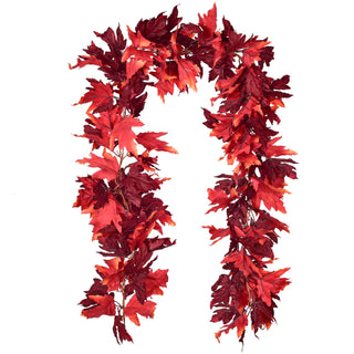 Lvydec Maple Leaf Fall Garland, 5.9 Feet Per Strand, Set of 2 in Dark Red