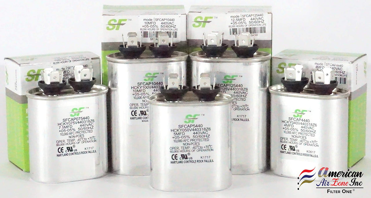 Oval Run Capacitor - 10MFD 370-440V by Trane – Polypropylene, Model SFCAP10440
