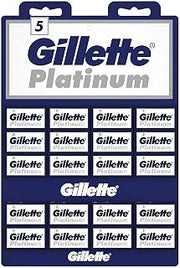 100 Gillette Platinum Double Edge Safety Razor Blades on a display card, 20 dispnesers of 5 Blades