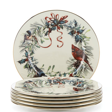 Lenox Winter Greetings Porcelain Salad Plates, 8 Inch, Set of 6