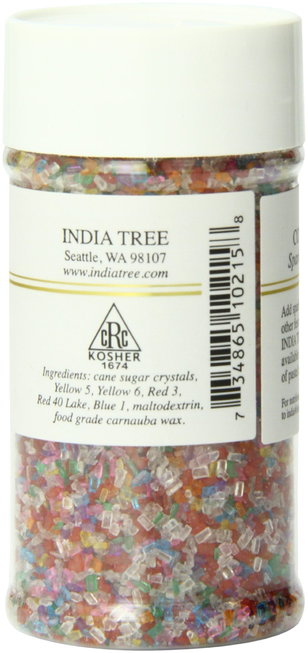 Rainbow Sparkling Sugar by India Tree – 3.5 Ounce (Pack of 6), Rainbow, Pack of 6, Model 10215