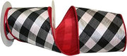 Reliant Ribbon Checkered Spray Wired Edge Ribbon, 4 Inch X 5 Yards, Black/white