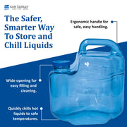 Rapi-Kool Jug Cold Paddle by San Jamar – 256 Ounces, Plastic, Transparent Blue, Pack of 6, Model RCU256