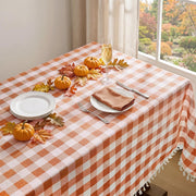 Softalker Gingham Tablecloth with Fringe, Orange Plaid, 55 x 84 Inch