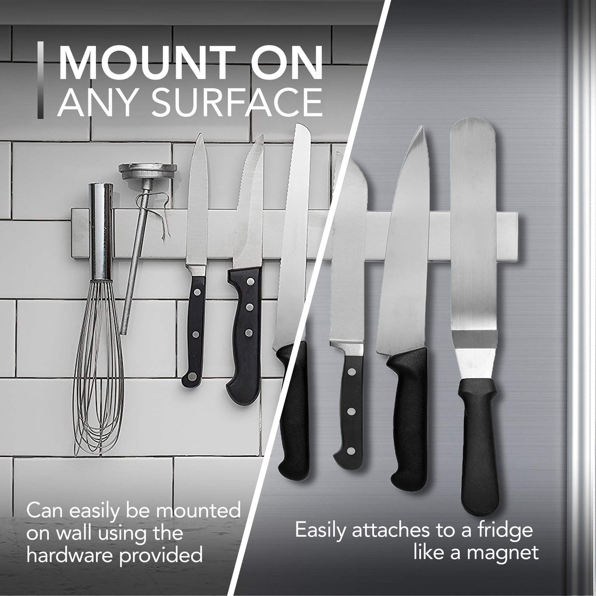 Modern Innovations 12 Inch / Silver / Compact Magnetic Knife Strips