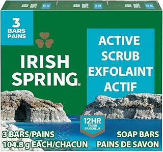 Irish Spring Deep Action Smoothening,Moisturizing,Exfoliating Scrub Bar Soap 3 Pack