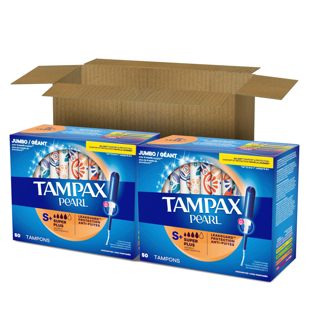Pearl Tampons for Women by Tampax – Super Plus, Plastic, White, Pack of 2, Model Super Plus Absorbency, With Leakguard Braid, Unscented