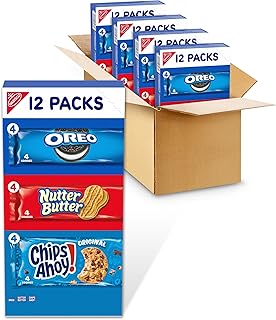 NABISCO Cookies Variety Pack, OREO, Nutter Butter, CHIPS AHOY!, 48 Snack Packs (4 Cookies Per Pack, 4 Boxes)