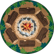 Joy Carpets Campfire Fun 5'4" Round Area Rug in Color Multi
