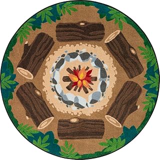 Joy Carpets Campfire Fun 5'4" Round Area Rug in Color Multi