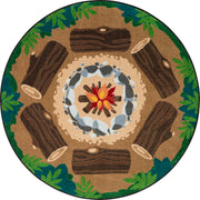 Campfire Fun 5'4" Round Area Rug in Color Multi by Joy Carpets – 5'4" (Round), Nylon, Multi Color, Model 2015H