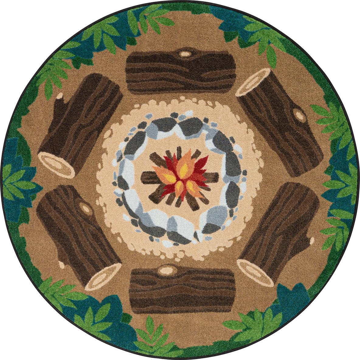 Campfire Fun 5'4" Round Area Rug in Color Multi by Joy Carpets – 5'4" (Round), Nylon, Multi Color, Model 2015H