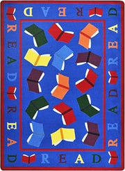 Joy Carpets Kid Essentials Scattered Books Childrens Rugs, Multicolor, 2'8" x 3'11"