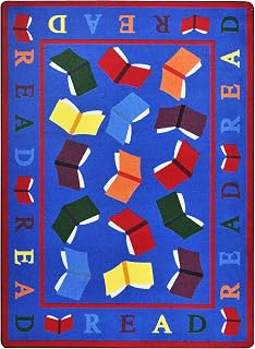 Joy Carpets Kid Essentials Scattered Books Childrens Rugs, Multicolor, 2'8" x 3'11"