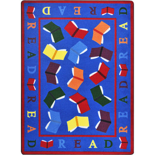 Kid Essentials Scattered Books Childrens Rugs by Joy Carpets – 2'8" x 3'11" (Rectangular), Nylon, Multi Color, Model 1777A