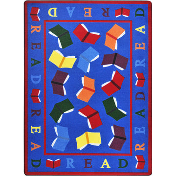 Kid Essentials Scattered Books Childrens Rugs by Joy Carpets – 2'8" x 3'11" (Rectangular), Nylon, Multi Color, Model 1777A