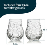 Libbey Tiki Faces / 4 Count (Pack of 1) / Tiki Mixed Drinkware Sets