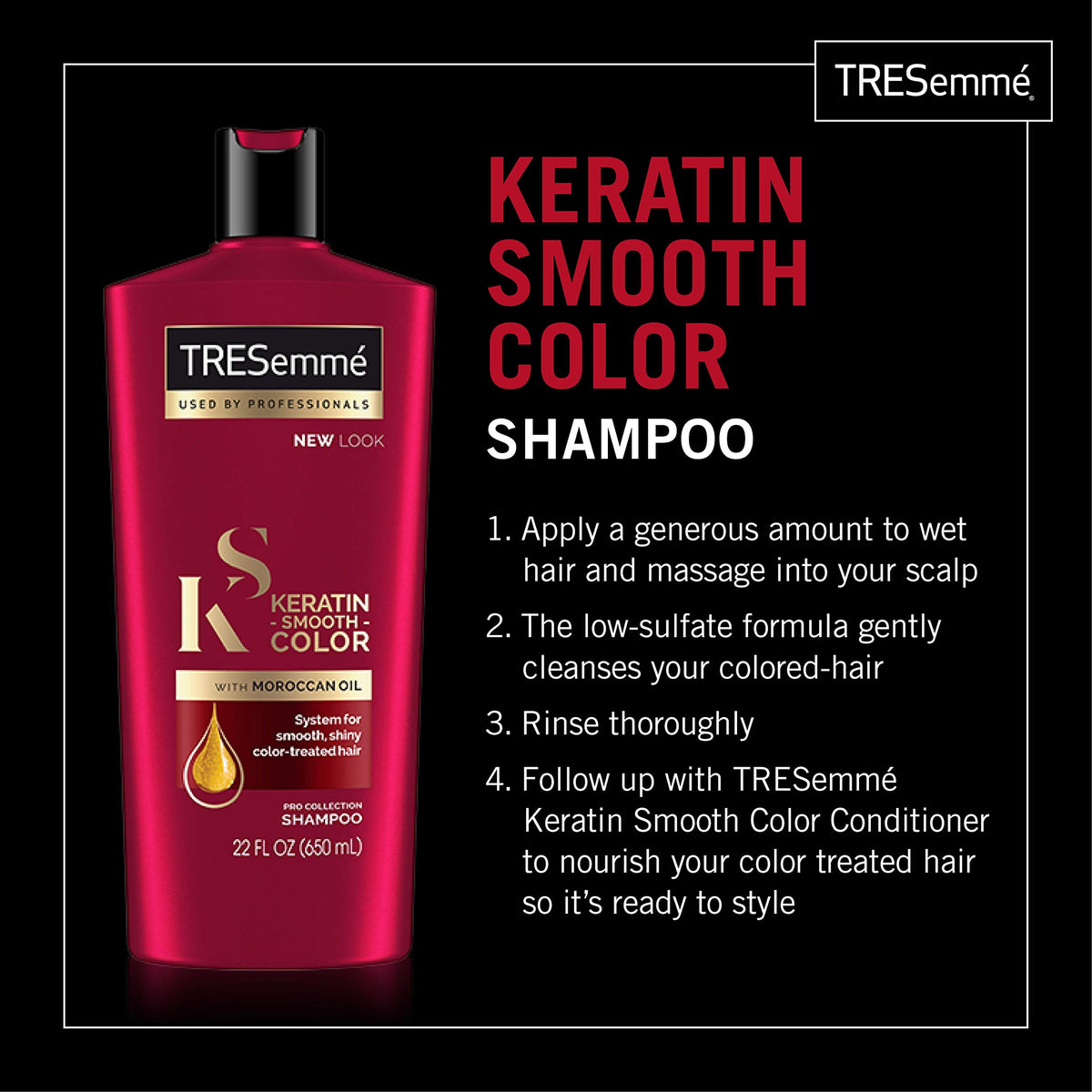 Shampoo Keratin Smooth Color 22 oz by TRESemmé – 22 Fl Oz (Pack of 1)