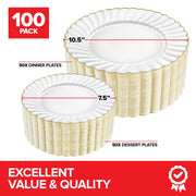 Stock Your Home Ivory & Gold / 100 / 100 Count Plates