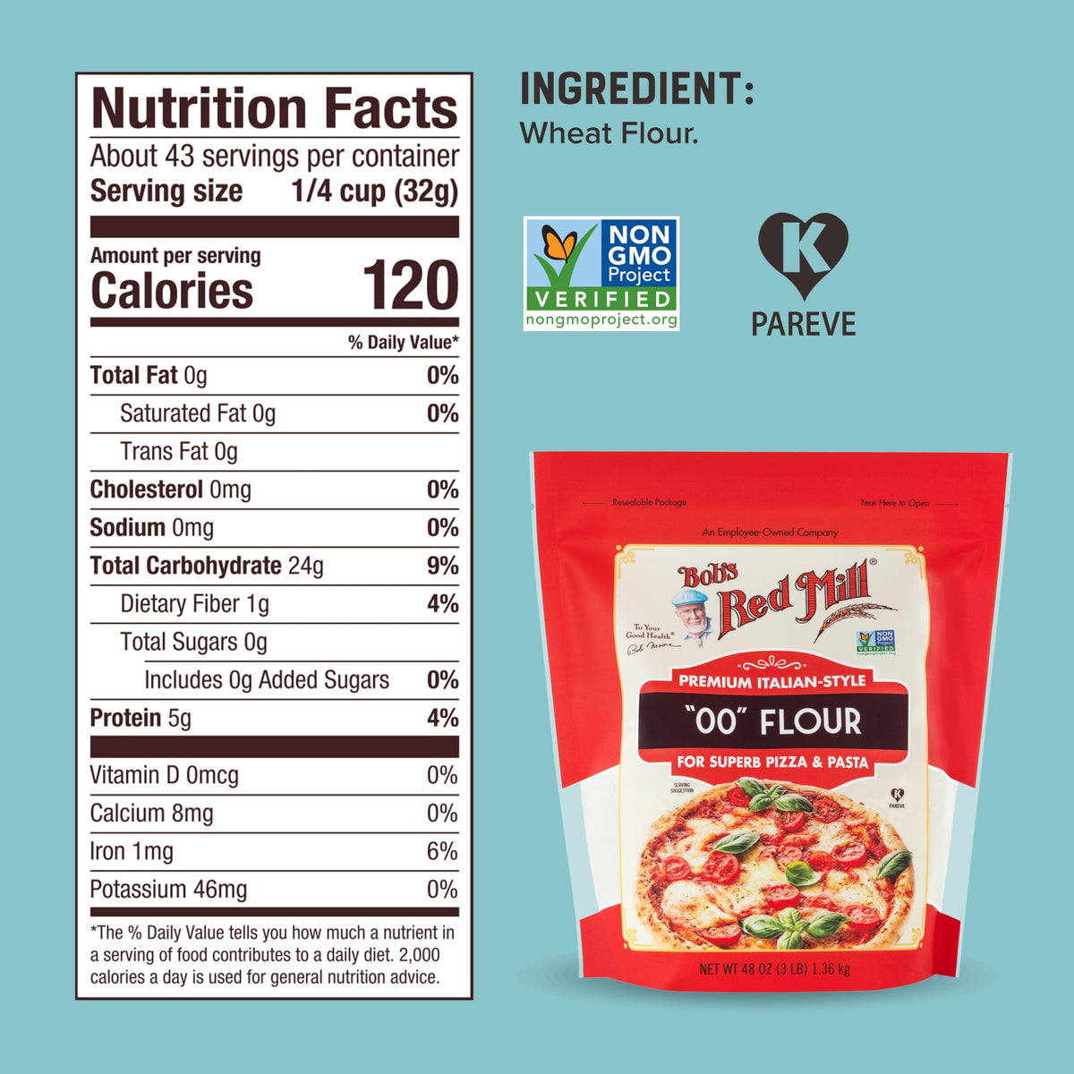 Bob's Red Mill 48 Ounce (Pack of 1) / 1 Wheat Flours & Meals
