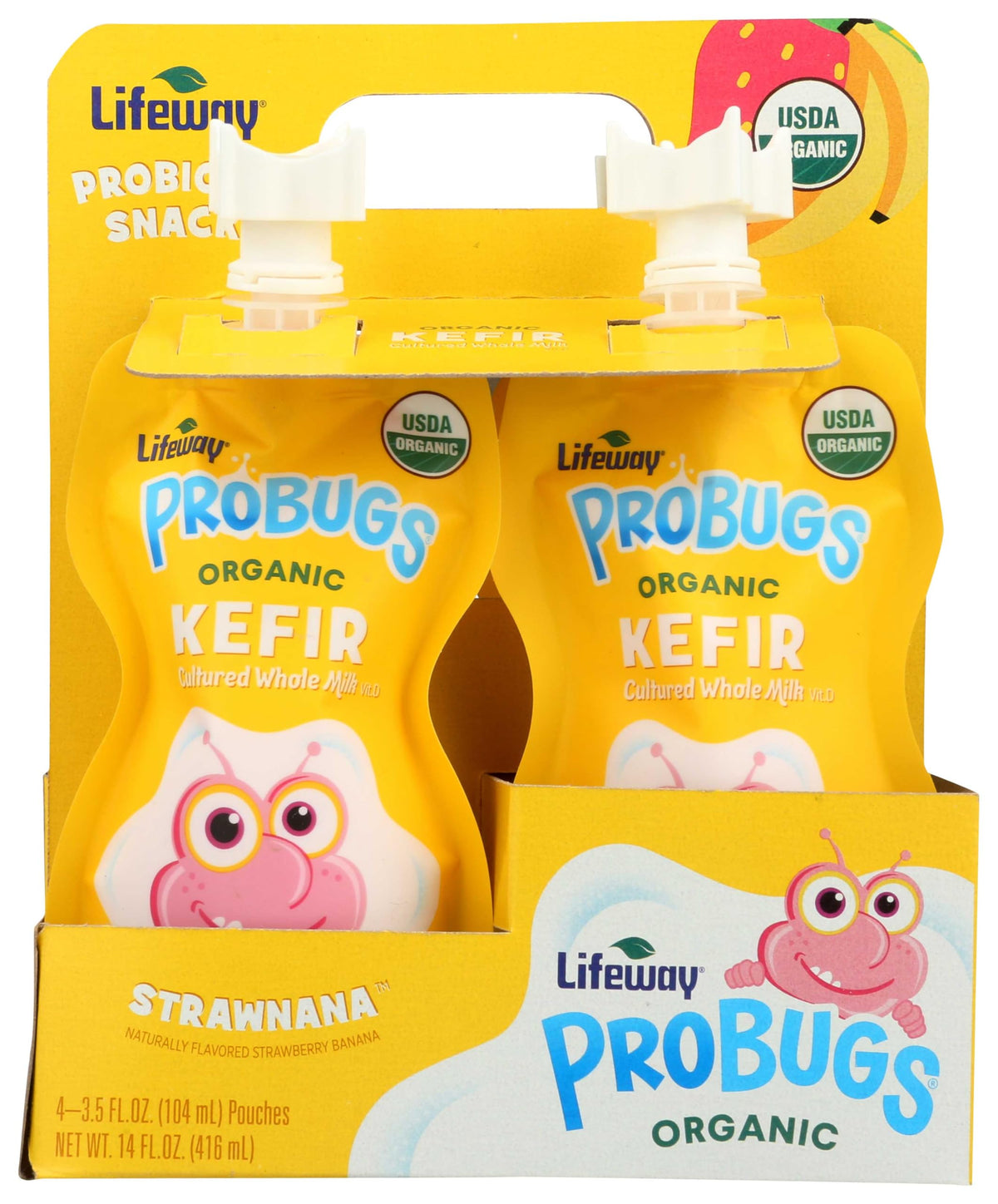 Lifeway Strawnana Organic Probugs Whole Milk Kefir by Lifeway Kefir – 3.5 Fluid Ounce