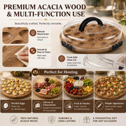 JNSTONGHM Deviled Egg Platter, Acacia Wood with Lid, 24 Slots