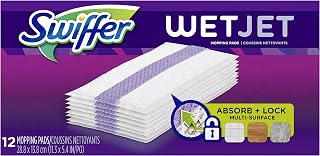 Swiffer WetJet Hardwood Floor Cleaner, Spray Mop Pad Refill, Multi Surface, 12 Count (Packaging May Vary)